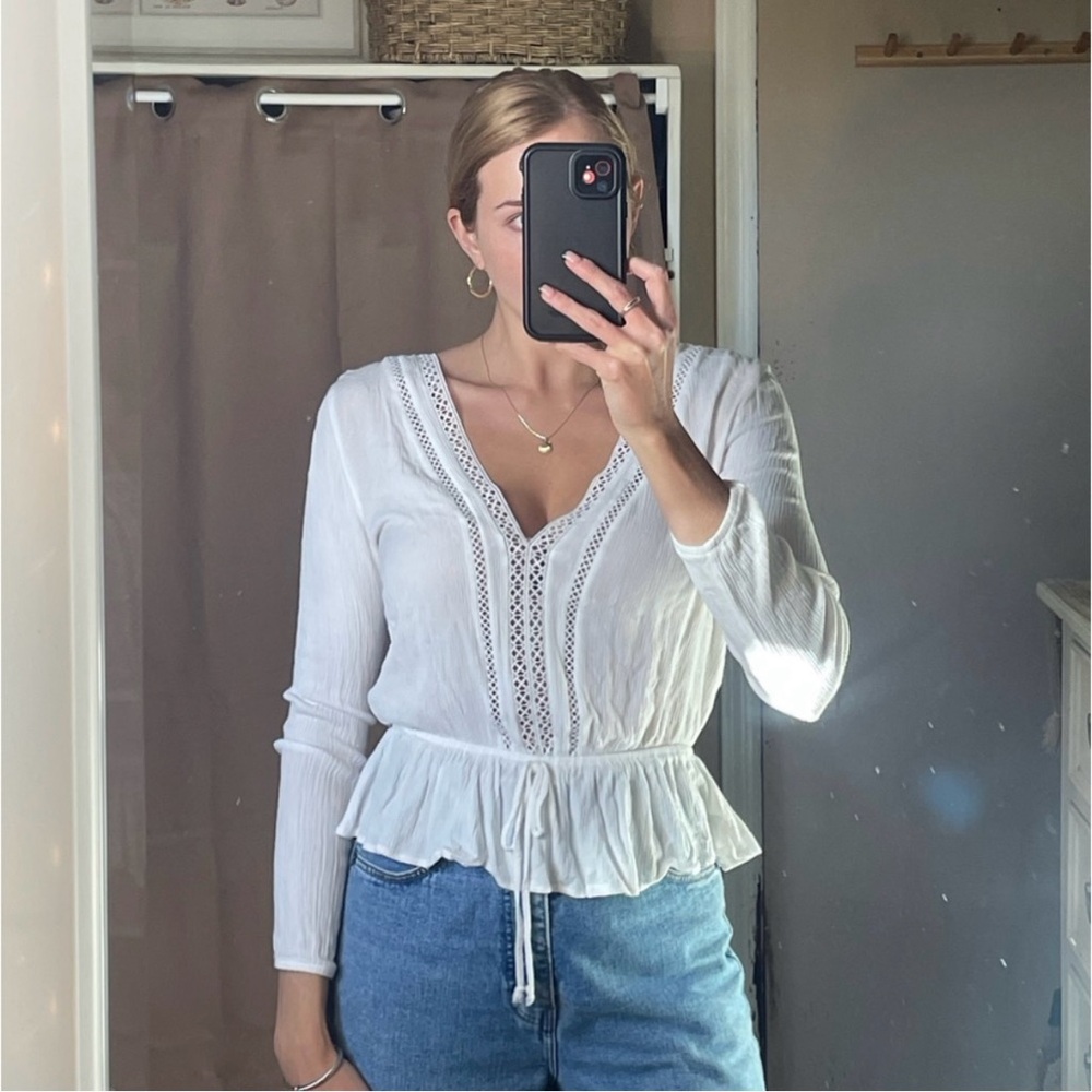 Ambiance Ivory Peplum Blouse - Picture 2 of 5
